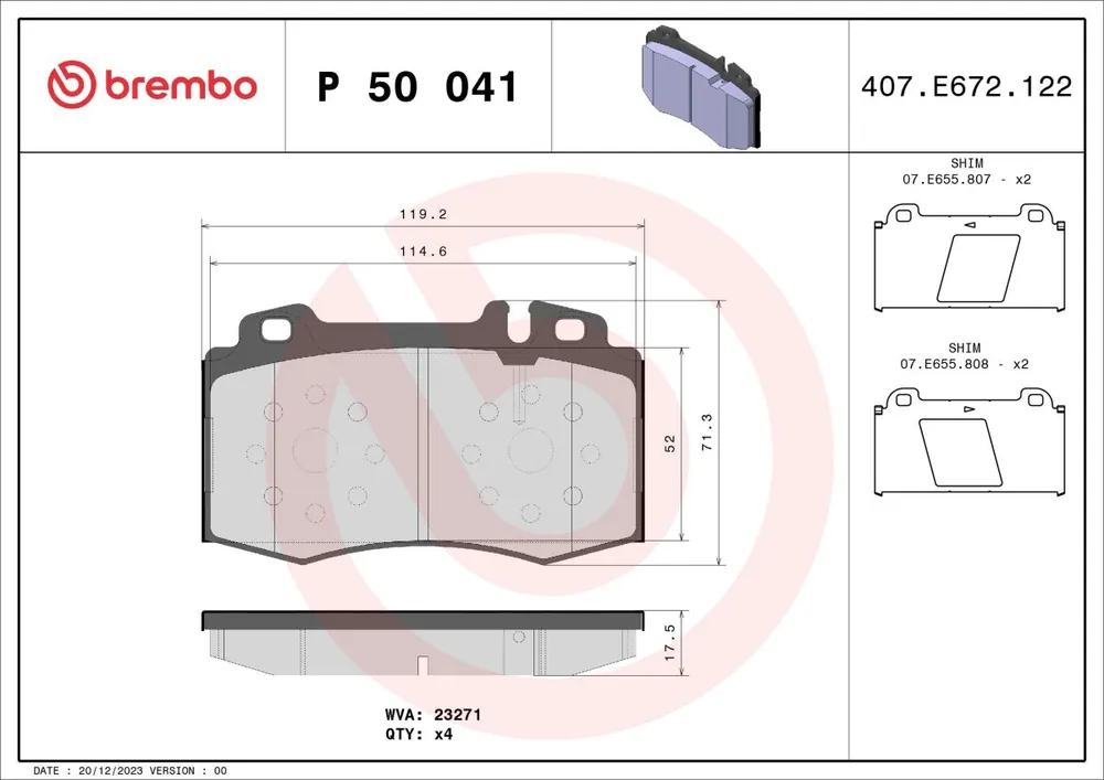 W sprzedaży - Klocki hamulcowe BREMBO P 50 041