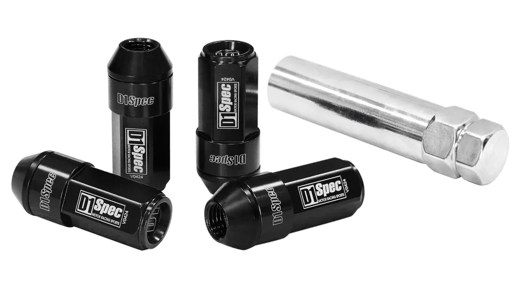 Kute Nakrętki D1Spec 2w1 Stal M12x1,5 54mm Czarne Heptagon | Produkt polecany